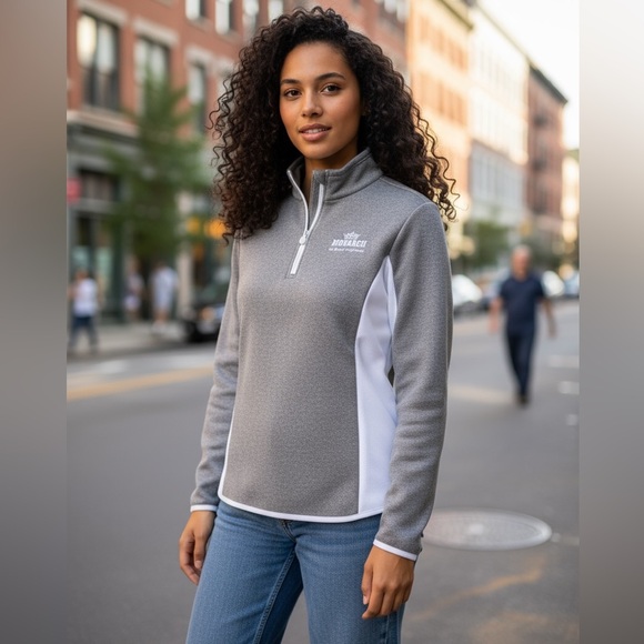 Ladies Nike Golf Track Jacket in Heathered Grey and White - Picture 1 of 7